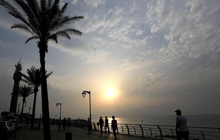 Sunset at the seaside in Beirut, Lebanon in May 2018. Beirut's Publication Court on July 5, 2018, convicted and fined five Lebanese journalists for offenses including criminal defamation and spreading false news, according to reports. (Reuters/ Jamal Saidi)