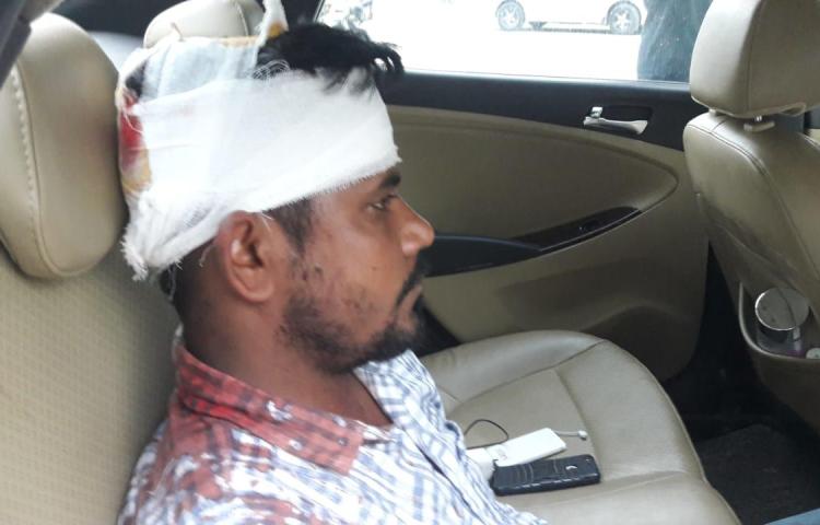 Two journalists, Sandeep Kumar and Neeraj Bali, were attacked while reporting on alleged illegal sand mining in India's Punjab region, according to Kumar and the Indian news website Firstpost. In this image, Kumar is seen after the attack. (Sandeep Kumar)