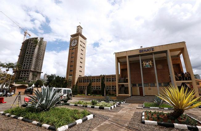 The Parliament buildings in Nairobi, Kenya on May 2, 2018. Dinah Ondari and Anthony Mwangi, journalists with Kenya's People Daily newspaper, were criticized during a parliamentary session, threatened with being barred from covering parliament, and summoned by a legislative committee during the week of July 30, 2018, according to the July 31 Hansard, a verbatim report of proceedings in parliament. (Reuters/Thomas Mukoya)