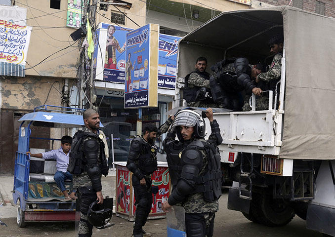 Pakistani paramilitary, pictured in Lahore in July 2018. The country’s powerful military restricts reporting by barring access and encouraging self-censorship. (AP/K.M. Chaudary)