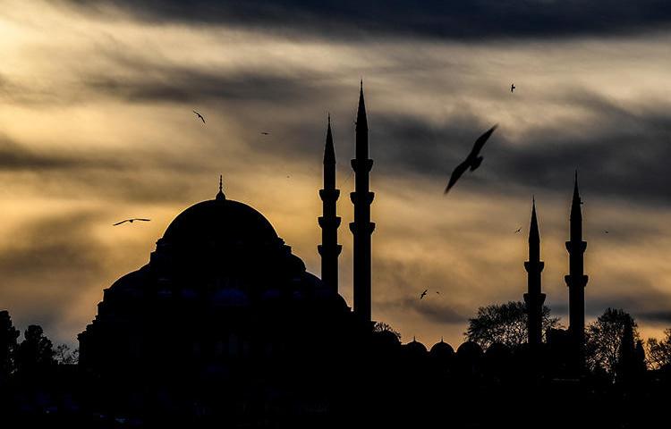 The silhouette of Suleymaniye mosque in Istanbul, pictured during sunset in December 2018. A left-wing news site has received a series of threats, including published remarks by a civil servant Islamic scholar. (AFP/Ozan Kose)