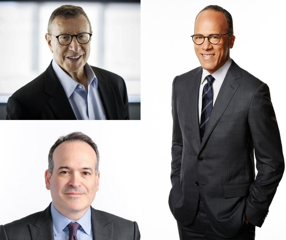 Clockwise from top left: Norm Pearlstine, Lester Holt, and Matt Murray.