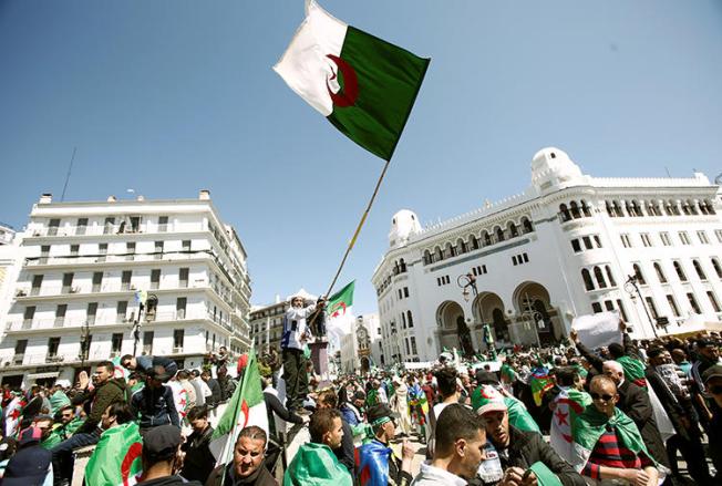 People protest in Algiers, Algeria, March 29, 2019. Two foreign reporters were recently expelled from the country. (Ramzi Boudina/Reuters)