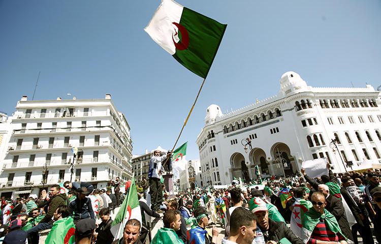 People protest in Algiers, Algeria, March 29, 2019. Two foreign reporters were recently expelled from the country. (Ramzi Boudina/Reuters)