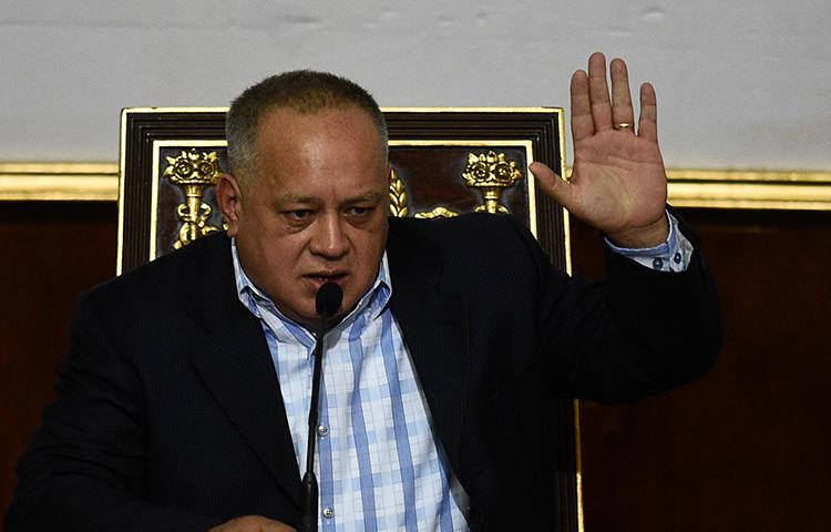 Former vice-president Diosdado Cabello, pictured during a National Constituent Assembly session in January. Venezuela's Supreme Court ordered La Patilla to pay Cabello US$5 million in damages. (AFP/Federico Parra)