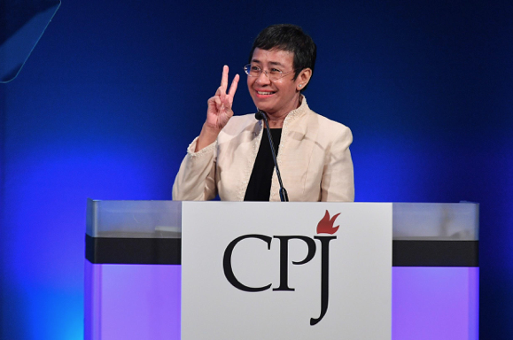 Maria Ressa at CPJ's 2018 International Press Freedom Awards. (Getty images/Dia Dipasupil for CPJ)