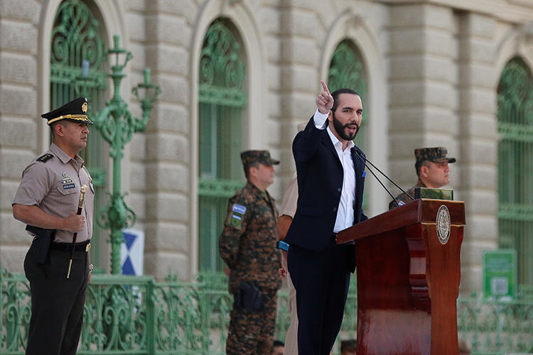 El Salvador President Nayib Bukele is seen in San Salvador on July 29, 2019. Two investigative outlets have been banned from attending press conferences at the presidential residence. (Reuters/Jose Cabezas)