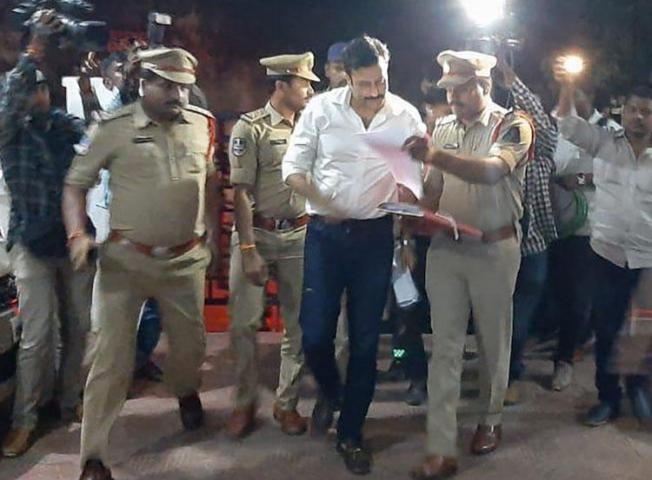 Ravi Prakash, founder of independent Telugu news website Tolivelugu, is pictured after Hyderabad police arrested him on October 5, 2019.