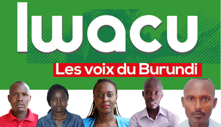 Four Iwacu journalists, from left, Térence Mpozenzi, Agnès Ndirubusa, Christine Kamikazi, Egide Harerimana, and their driver, Adolphe Masabarikiza, are detained in Burundi. (Iwacu Media)