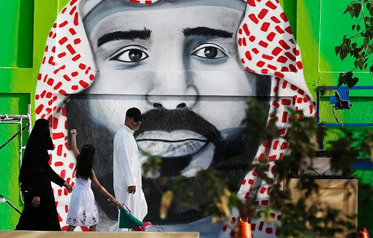 Street art depicting Crown Prince Mohammed bin Salman is seen in Riyadh, Saudi Arabia, on September 23, 2019. Saudi security forces have recently arrested several journalists. (AP/Amr Nabil)