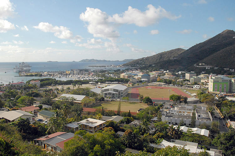 Road Town, in the British Virgin Islands, is seen on April 3, 2009. The territory's legislature recently passed a bill that imposes harsh penalties for online defamation. (AP/Todd VanSickle)