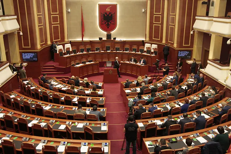 The Albanian parliament is seen in Tirana on April 28, 2017. The parliament recently passed laws that could restrict online news outlets. (Reuters/Florion Goga)