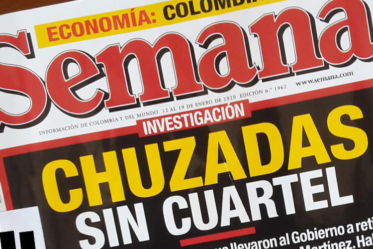 The front page of the January 11, 2020, issue of Semana, pictured, alleged a widespread military campaign of espionage against the magazine. (Photo by CPJ)