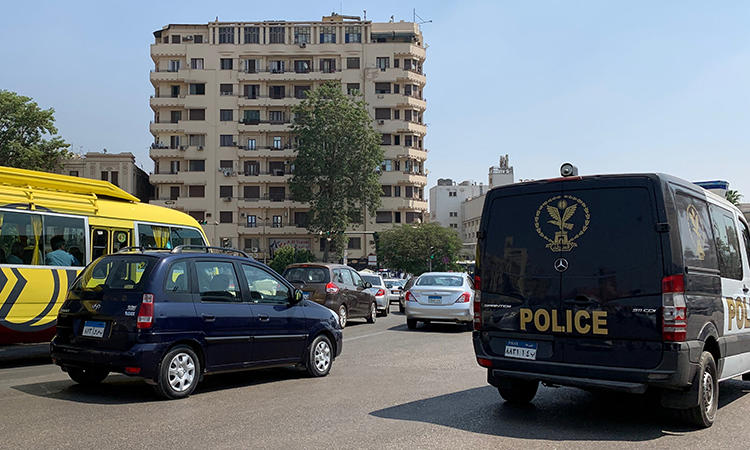 A police vehicle is seen in Cairo, Egypt, on September 21, 2019. Police recently raided the Cairo offices of the Turkish Anadolu News Agency and arrested four people. (Reuters/Amr Abdallah Dalsh)