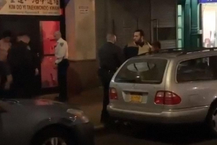 Journalist Amr Alfiky is arrested in New York on February 11, 2020. (Screenshot of video taken by Mostafa Bassim)