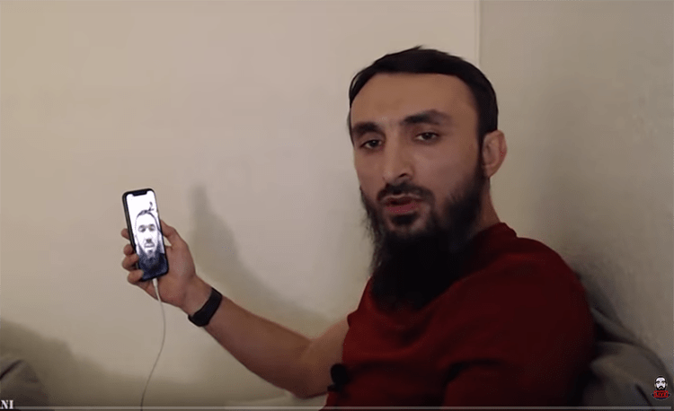A screen shot of Chechen blogger Tumso Abdurakhmanov broadcasting on one of his YouTube channels. Abdurakhmanov, a prominent blogger critical of the Chechen authorities, survived a violent assault in his home in Swedish town of Gävle on February 26, 2020.