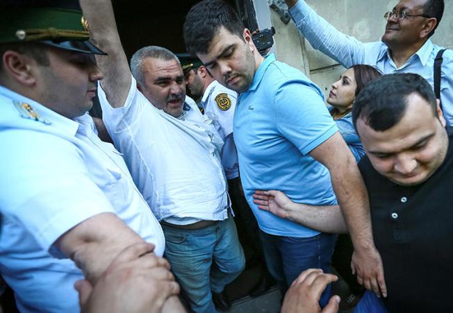 Journalist Afgan Mukhtarli is seen at a court in Baku, Azerbaijan, on May 31, 2017. He was released from prison today. (Reuters/Aziz Karimov)