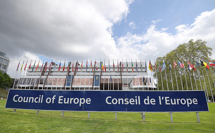 A picture taken on May 5, 2019, shows flags during the open day marking the 70th Anniversary of the Council of Europe in Strasbourg, France. (AFP/Frederick Florin)