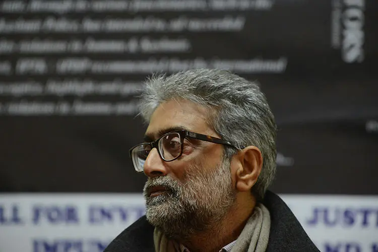Indian journalist Gautam Navlakha is seen in Srinagar on December 6, 2012. The Indian Supreme Court recently ordered Navlakha to turn himself in to a prison, which he said he fears due to the ongoing COVID-19 pandemic. (AFP/Tauseef Mustafa)