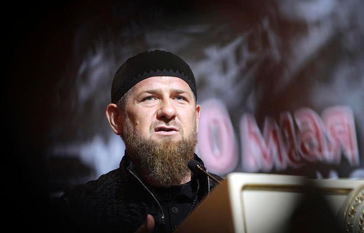 Chechen leader Ramzan Kadyrov is seen in Grozny, Russia, on May 10, 2019. Kadyrov recently threatened journalist Elena Milashina. (AP/Musa Sadulayev)