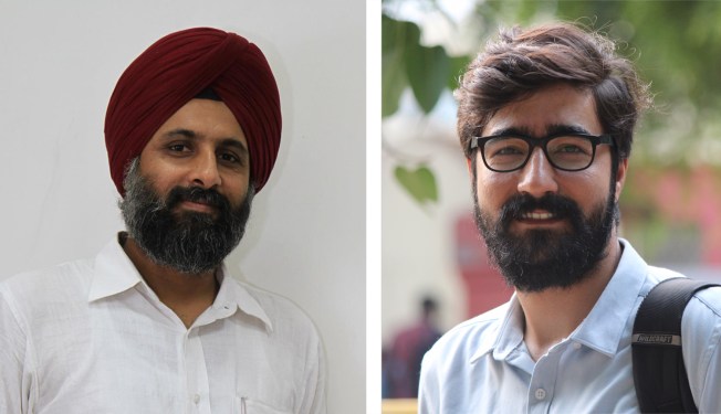 Headshots of The Caravan journalists Prabhjit Singh (left) and Shahid Tantray.