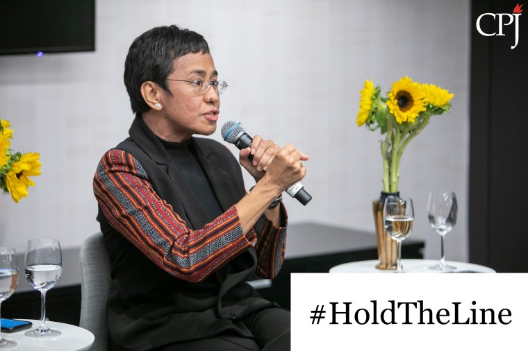 Filipino American investigative journalist and Rappler founder Maria Ressa speaks at an event at the Committee to Protect Journalists headquarters, the John S. and James L. Knight Foundation Press Freedom Center, in New York on September 21, 2022.