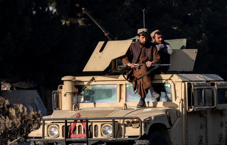 Taliban fighters stand guard in Kabul, Afghanistan, in January 2023.