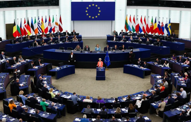 European Commission President Ursula von der Leyen delivers the State of the European Union address to the European Parliament, in Strasbourg, France, on September 13, 2023.