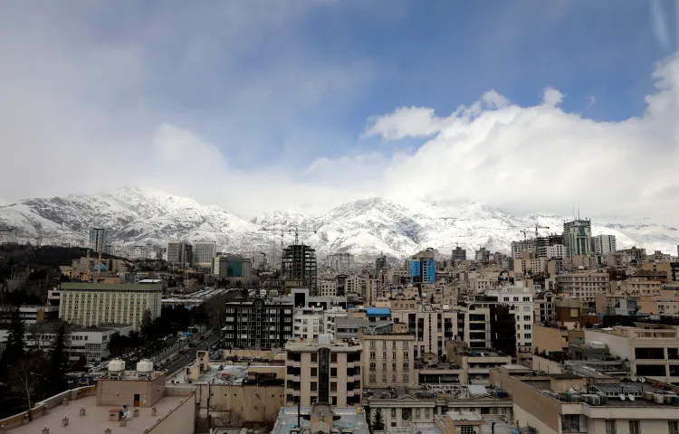 A view of Iran's capital, Tehran, with the snow-covered Alborz mountain range in the background on February 5, 2024.