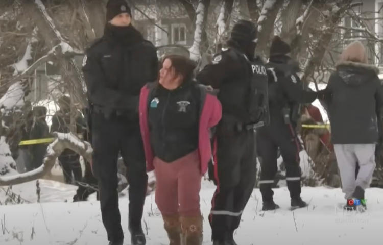 Edmonton police arrested Indigenous journalist Brandi Morin on January 10, 2024, and charged her with obstruction in connection with her reporting on a homeless encampment police raid. (Screenshot: CTV News)