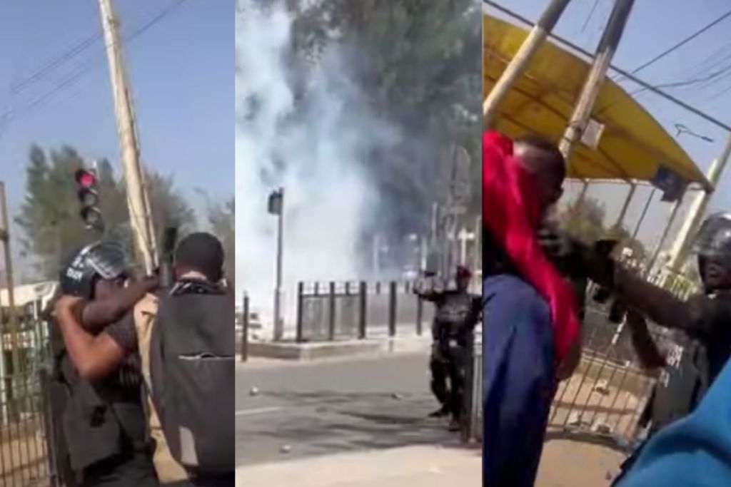 Still images from videos of attacks on journalists in Senegal. Photo credits from left to right: Third Journalist, Thomas Dietrich, Third Journalist