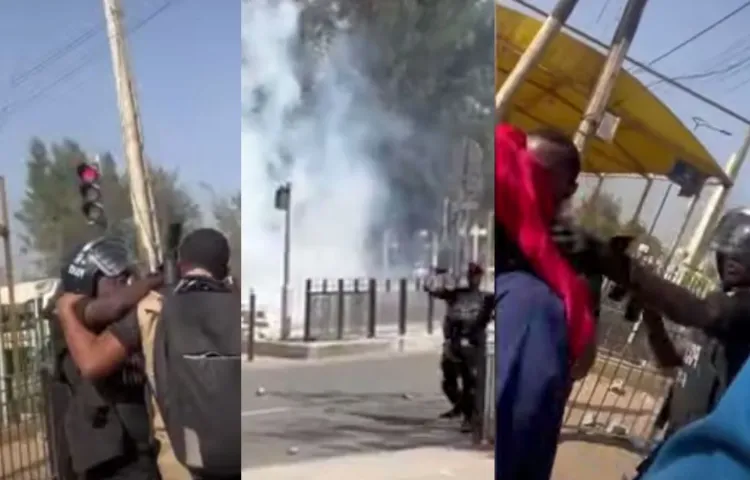 Still images from videos of attacks on journalists in Senegal. Photo credits from left to right: Third Journalist, Thomas Dietrich, Third Journalist