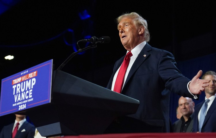 Former President Donald Trump speaks at an election night watch party at the Palm Beach Convention Center on Wednesday, Nov. 6, 2024, in West Palm Beach, Fla. (Photo: AP/Evan Vucci)