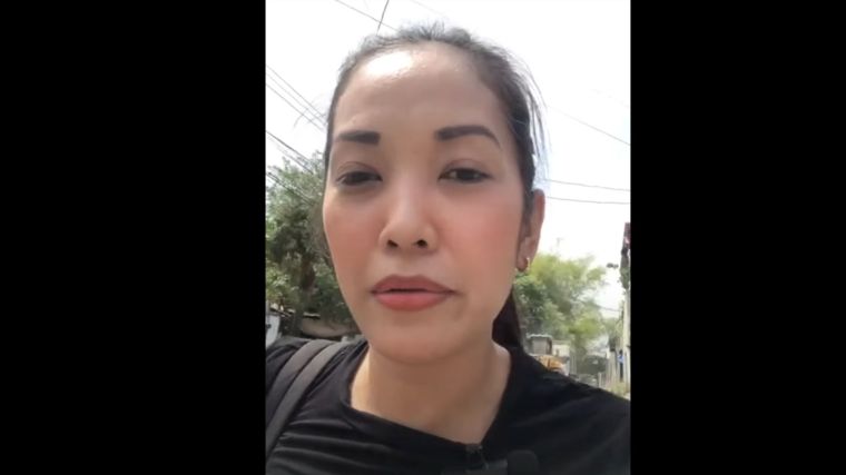 Philippine journalist Joann Manabat was threatened by armed gunmen on March 12 while covering a land dispute in Anunas village, Angeles City. (Screenshot: Rapper/YouTube)