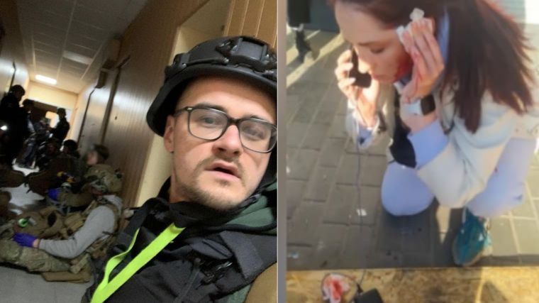 Victor Pichugin (left) and Kira Over (right) are two of at least four journalists recently injured in consecutive attacks on Ukraine by Russian military forces. (Photos: Courtesy of Viktor Pichugin (left) TSN/Telegram (right))