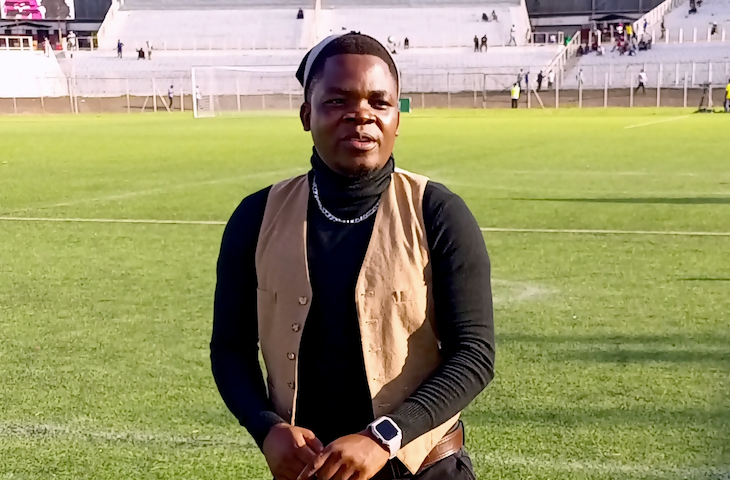 Television journalist Yasin Limu at Kamuzu Stadium, Blantyre, before the April 7 Super League of Malawi match, when Wanderers FC supporters hit him in the face with his tripod.