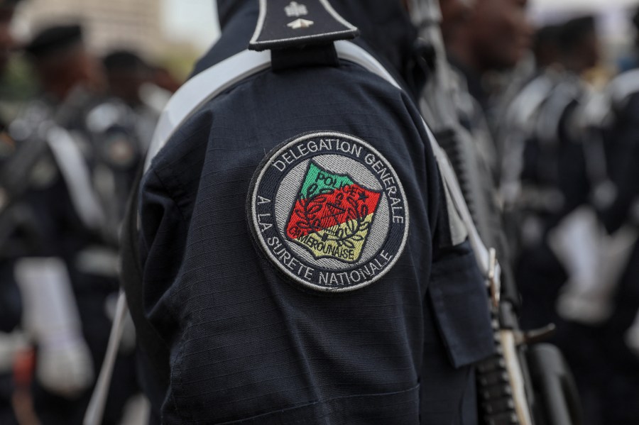 Cameroonian police line up ahead of a parade in Yaounde in 2023.