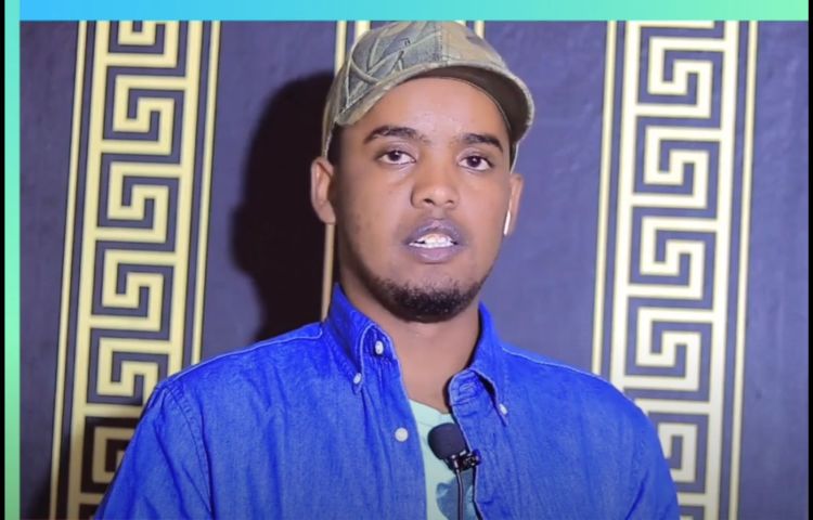 In a video uploaded November 2022, journalist Muhiyadin Mohamed Abdullahi, who is appealing a two-year prison sentence, talks about the popularity of his online show, Muxiyediin Show. (Screenshot: nimcaan ilkacase/YouTube)