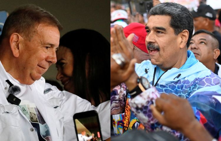 Self-censorship and Venezuelan President Nicolás Maduro's (right) control of the media has distorted election coverage in the country and deprived voters of vital information about the presidential candidates, including opposition front-runner Edmundo González (left). Photo: Reuters)