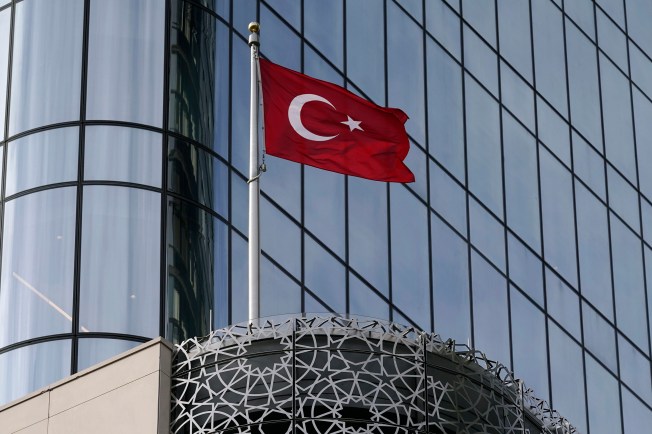 The Turkish flag flies at the Consulate General of Turkey in New York on Nov. 17, 2023. (Photo: AP/Richard Drew)