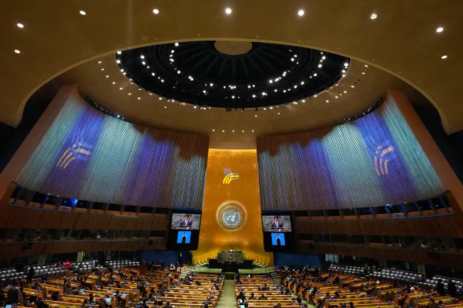 Attendees gather at the U..N. Summit of the Future conference on Sunday, Sept. 22, 2024 at U.N. headquarters in New York. (Photo: AP/Frank Franklin II)