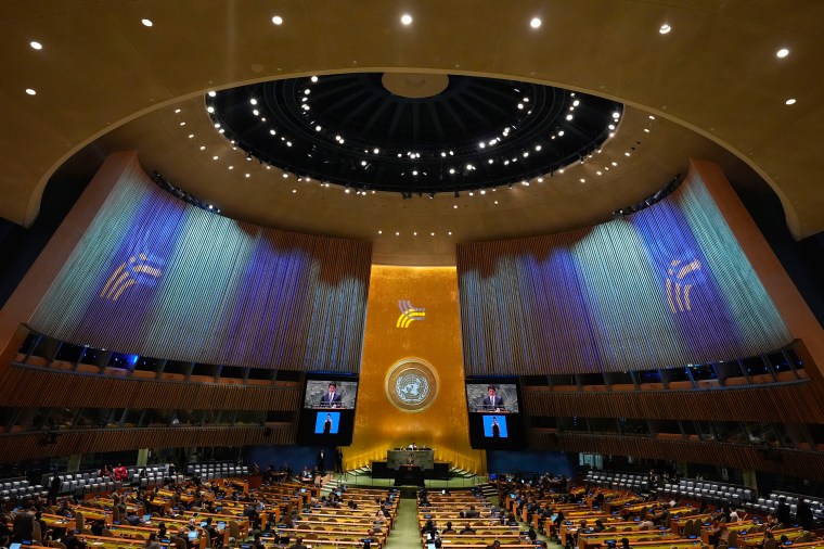 Attendees gather at the U..N. Summit of the Future conference on Sunday, Sept. 22, 2024 at U.N. headquarters in New York. (Photo: AP/Frank Franklin II)