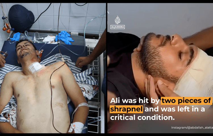 CPJ joined Free Press Unlimited and Reporters without Borders in calling on Israeli authorities to authorize the evacuation of Fadi Al Wahidi (left) and Ali Al-Attar, both camera operators for Al Jazeera, who were critically injured while reporting in Gaza.