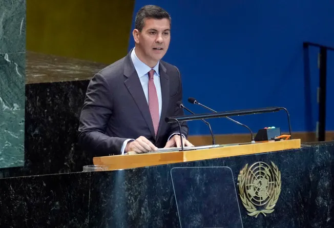 Paraguay's President Santiago Peña addresses the United Nations General Assembly in September 2024.