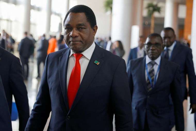 Zambia’s President Hakainde Hichilema at the African Union Headquarters in Ethiopia in 2023.