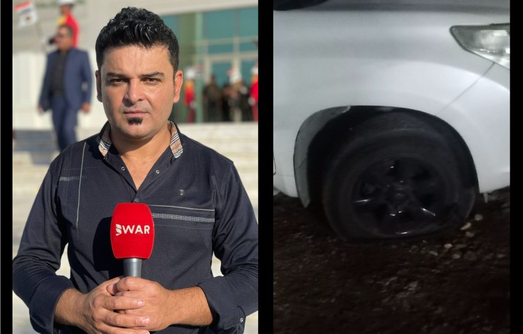 Journalist Wrya Abdulkhaliq of Iraqi Kurdistan's Bwar News (left) was stabbed in the abdomen and his car tires were punctured to prevent him escaping.