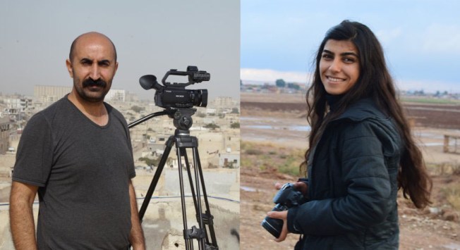 Journalists Nazim Dashdan (left) and Jihan Belkin were killed near Aleppo on December 19, 2024, in a suspected Turkish drone attack on their vehicle. The manager of Belkin’s outlet, Hawar News Agency, said the car was marked with ‘Press’ insignia. (Photos: Hawar News Agency)