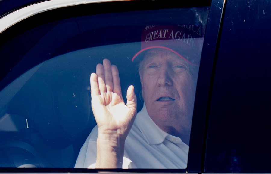 President Donald Trump is seen leaving Trump International Golf Club on March 15, 2025, in West Palm Beach, Fla. CPJ has called on congressional leaders to support the agency funding Voice of America and Radio Free outlets after Trump signed an executive order on March 14 that decimated those groups. (Photo: AP/Manuel Balce Ceneta)