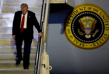 President Donald Trump arrives in West Palm Beach, Fla., on Friday, March 14, 2025, the day he signed an executive order that aims to dismantle the agency funding Voice of America and Radio Free Europe/Radio Liberty. (Photo: AP Manuel Balce Ceneta)