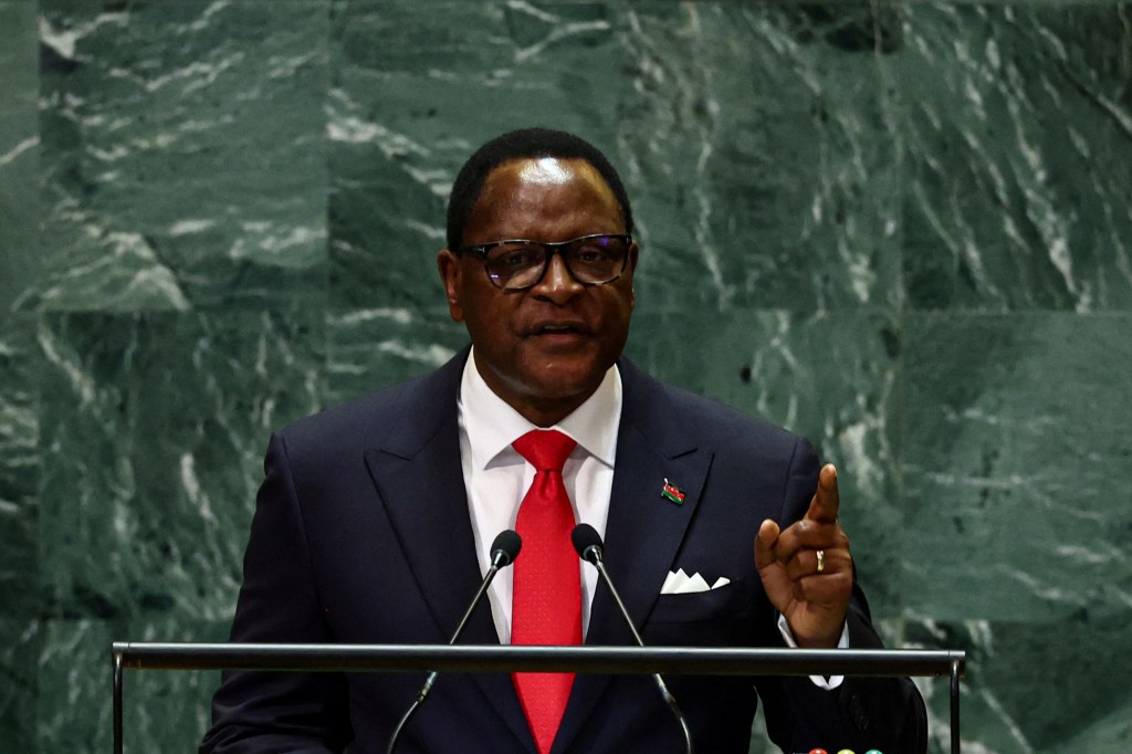 Lazarus McCarthy Chakwera, President of the Republic of Malawi, addresses the 79th United Nations General Assembly at United Nations headquarters in New York, U.S., September 26, 2024. REUTERS/Brendan McDermid